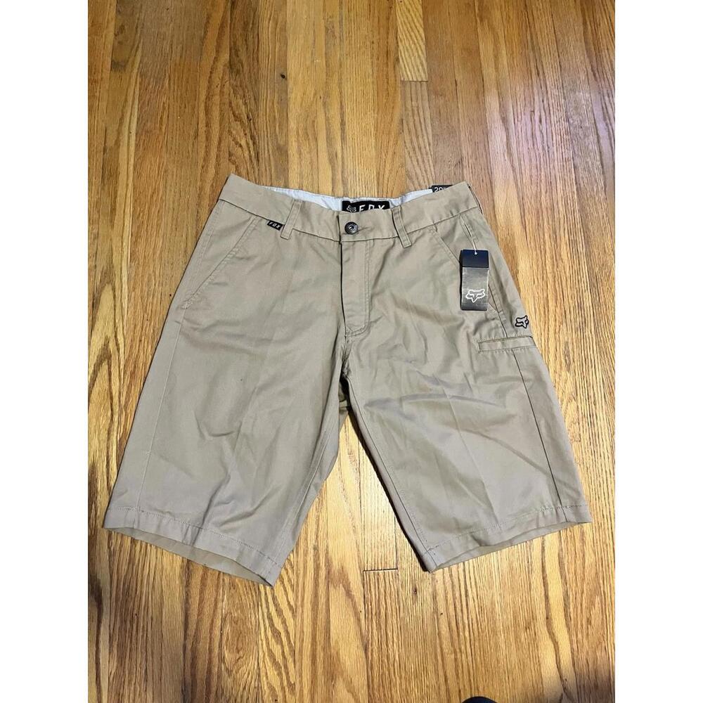 New Fox Racing Chino Shorts Y2K Mens Size 28 Tan Brown Khaki Classic Biker BMX